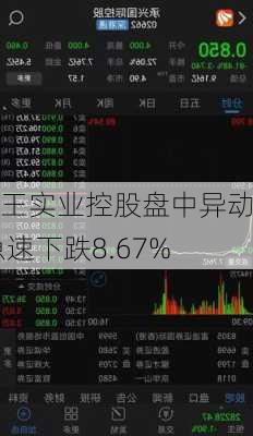 帝王实业控股盘中异动 急速下跌8.67%